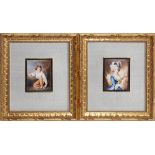 AFTER GAINSBOROUGH, ENGLISH MINIATURES, TWO PIECES, H 3 1/2", W 2 1/2"Includes two watercolor