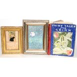 SHARON WYSOCKI (AMERICAN, CONTEMPORARY), HAND PAINTED BOOK COVER ART, 3 PIECES H 7" TO 11", W 4"