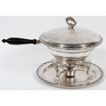 SILVER PLATE CHAFING DISH H 11", DIA 12"Including a tray, chafing dish, reservoir, stand and