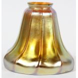 GOLD IRIDESCENT GLASS SHADE, EARLY 20TH C., H 5 3/4"Measures H.5 3/4, Dia. 6"; no apparent