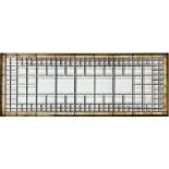 LEADED AND STAINED GLASS WINDOW, H 52 7/8", L 20 1/4"Having central clear beveled glass surrounded