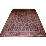 PERSIAN TABRIZ HAND WOVEN WOOL CARPET W 11'3'' L 14'3''.Navy and Brown.- For High Resolution
