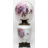 HAND PAINTED OIL LAMP, GONE WITH WIND STYLE, H 23''Base 6'' Square- For High Resolution Photos visit