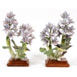 ROYAL WORCESTER BY D. DOUGHTY, BISQUE PORCELAIN, FIGURINES, H 12", 'YELLOWTHROATS WITH HYACINTHS"