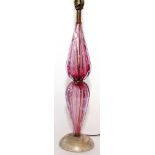 VENETIAN HAND BLOWN GLASS TABLE LAMP, H 29''Suffused bubbles throughout.- For High Resolution Photos