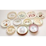 CHILDREN'S PORCELAIN PLATES, 12 PCS, DIA 6" - 7"Including 1 cup with matching dish, Made in England,