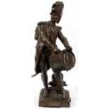 DUMAIGE (FRENCH, 1830-1888), SIGNED, BRONZE SCULPTURE, H 27", W 8", D 8", "AVANT LE COMBAT"Etienne