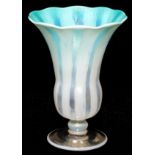 L.C. TIFFANY FAVRILE PASTEL GLASS VASE, EARLY 20TH C., H 5"Aqua green and opalescent with an