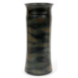 EVANS POTTERY VASE, H 11 1/2", DIA 5 1/2"Evans pottery vase of a contoured cylindrical design with