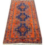 TURKISH WOOL RUG, C. 1960-70, 7' 8" X 4' 10"- For High Resolution Photos visit Dumouchelles