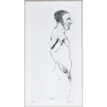 LEONARD BASKIN (AMERICAN, 1922-2000), ETCHING, PLATE: H 8 1/2", W 4", "SELF PORTRAIT"Pencil