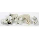 LLADRO PORCELAIN BEARS & ROYAL COPENHAGEN BEAR, 6 PIECESIncluding 4 single bears by Lladro, 1