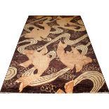 PAKISTANI MERRIFIELD CARPET, W 6', L 8' 8"Having an overall koi fish and stylized water designs in