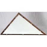 CONTEMPORARY TRIANGULAR FORM WALL MIRROR, H 28.5", W 60"A triangular form wall mirror, fitted in a