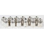 STERLING INDIVIDUAL SALT AND PEPPER SHAKERS, 6 PAIRS H 1 1/4"12 pieces.Eleven pieces in good