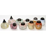 MT. WASHINGTON GLASS SALT AND PEPPER SHAKERS, C.1900, 10 PIECES, H 2"-3"Including 1 bird form, 4