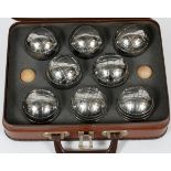 LA BOULE OBAT BOCCE BALL SET EIGHT CHROME BALL, IN LEATHER CASEfitted case- For High Resolution