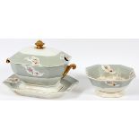 ENGLISH IRONSTONE SOUP TUREEN, BOWL & PLATES, C. 1850, NINE PIECES, W 9"-14"Including 1 covered