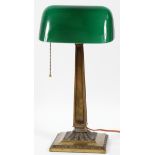 EMERALITE, BRASS DESK LAMP, H 17", W 8 1/2"Student desk lamp. Pat # 8734. H.G.McFaddin & Co. N.Y.
