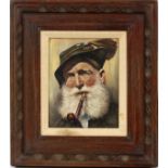 GERMAN, OIL ON PANEL, H 9 1/2", W 7 1/2"Framed and matted with linen, signed in the lower right