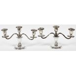 GORHAM CONVERTIBLE THREE-LIGHT STERLING CANDELABRA, PAIR, H 6 3/4", W 10 3/4"A pair of weighted