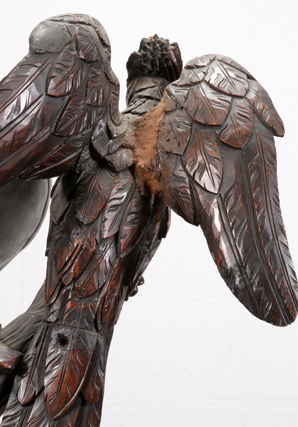 BLACK FOREST CARVED WALNUT SCULPTURE, H 72", W 27"In the form of a chimpanzee resting atop a - Image 6 of 6