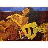 WAHYU WIJAYA (INDONESIAN 20TH - 21ST C.), OIL ON CANVAS, SEPT. 20, 1975, 40" X 53", "DREAMERS"Signed