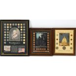 U.S. PRESIDENTIAL COIN COLLECTION, JEFFERSON ERA .05C, LINCOLN .01C, FRAMED 15 1/2" H X 12"W.& 12"