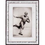 R. TUDOR, LITHOGRAPH, H 11", W 7", "RUNNING"Depicts an American football player running with a