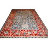 TURKISH OUSHAK WOOL CARPET, W 12', L 17'All the borders are intact, and the pile is good. There is a