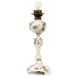 CARL THIEME PORCELAIN BANQUET LAMP, POTSCHAPPEL, C. 1900, H 23" OVERALLHaving a porcelain sphere