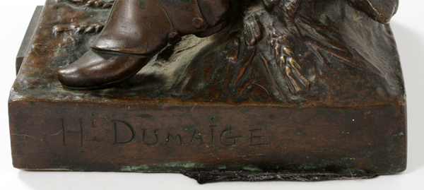 DUMAIGE (FRENCH, 1830-1888), SIGNED, BRONZE SCULPTURE, H 27", W 8", D 8", "AVANT LE COMBAT"Etienne - Bild 4 aus 5