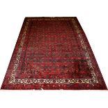 BIJAR PERSIAN WOOL RUG, W 6', L 8' 10"Red ground, five borders, with geometric and floral designs