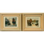 PELLERIER, FRENCH AQUATINTS WITH ETCHING, C. EARLY 20TH C., 2, C. 8" X 10" PLATE SIZE, HARBOR