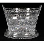 WATERFORD, CUT CRYSTAL ICE PAIL AND UNDER PLATE, H 7 1/2", DIA 8"Waterford cut crystal ice pail