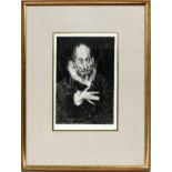 JACK LEVINE, ETCHING ON PAPER H 11.75", W 7.75", "EL GRECO"Pencil signed lower right, #79/100,