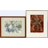 FOSTER WILLEY (20TH C.), WATERCOLORS, TWO, ELEPHANTSSigned.- For High Resolution Photos visit