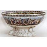 IRONSTONE PUNCH BOWL, CIRCA 1850 H 10", DIA 20"Transfer motif of cupids about the circumference,