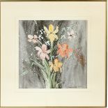 DONNA PETROFF DL--- WATERCOLOR IRIS FLOWERS H 19" W 19"Framed. Size is paper size only. Signed.- For