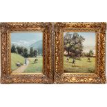 RUDOLPH VON REICHL, PAINTINGS ON BOARD, PAIR, 9" X 7 1/2"Rudolph Ritter von Reichl (Born 1880).