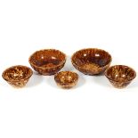 BENNINGTON POTTERY DISHES & BOWLS, DIA 6 3/4"-7 1/2"Includes 2 lobed dishes having brown mottled