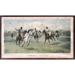 GEORGE WRIGHT, HAND COLORED LITHOGRAPH, 1890, H 11", W 21", 'A BACKHANDER STOPS A RUSH'George Wright