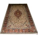 KESHAN DESIGN ORIENTAL WOOL RUG, C. LATER 20TH C., H 8', W 5' 1"Colors of tan, off white, rust,