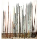 ASSORTED METAL AND GLASS LIGHTNING ROD PARTS, EARLY 20TH C, 100+ PCS.,box lot includes many copper