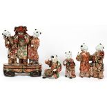 CHINESE PORCELAIN FIGURAL GROUPINGS, 4 PCS, H 7"-16"Depicting Chinese children dressed as dragons,