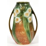 ROSEVILLE 'JONQUIL' POTTERY VASE, C.1931, H 8 1/4''A double handle vase in the brown ' Jonquil'