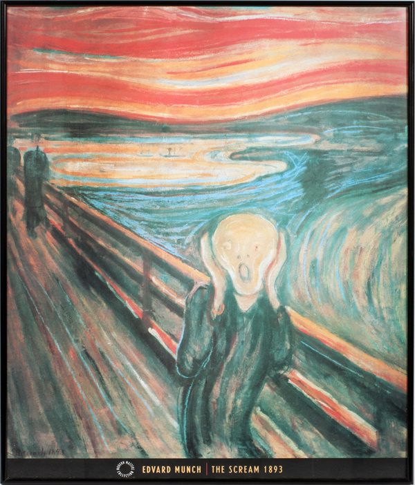 EDWARD MUNCH, 'MODERN MASTERS COLLECTION', POSTER, SIGNED IN PRINT, H 29", W 22", "THE SCREAM 1893"