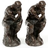 AFTER RODIN, BRONZE CLAD FIGURAL BOOKENDS, 20TH C., PAIR, H 6 1/4", D 4''Figural metal bookends with