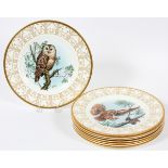 EDWARD MARSHAL BOEHM PORCELAIN OWL PLATES, 8 PIECES, DIA 10 3/4"Decorative plates with different