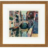 HOWARD BERHENS, LIMITED EDITION, ARTIST PROOF #55/75, COLOR LITHOGRAPH, H 21", W 23", VENICE CANAL